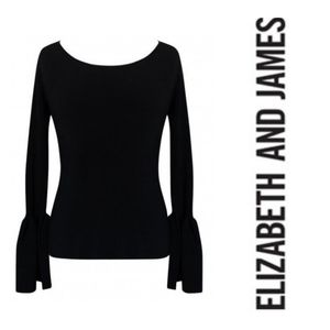 Elizabeth and James Willow Black Scoop Neck Ribbed Sweater Top Size Small